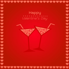happy valentines day cards with hearts wine glass