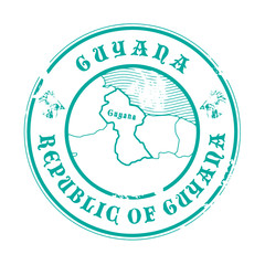 Grunge rubber stamp with the name and map of Guyana, vector