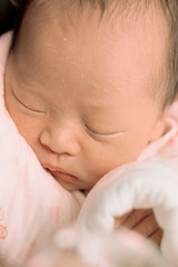 close-up portrait of a beautiful sleeping baby