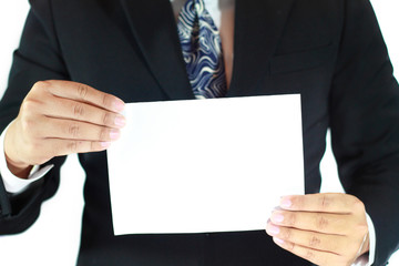 business man showing blank template