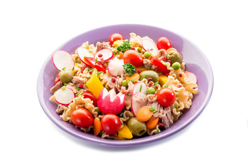 cold mixed pasta salad with tuna