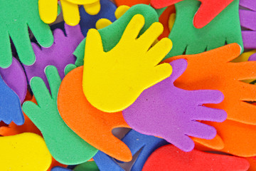 Multicolored hands background