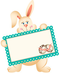 Easter Bunny holding greeting card