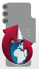Vector business background with globe and arrows