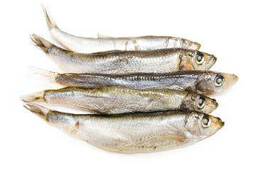 Fish food on a white background