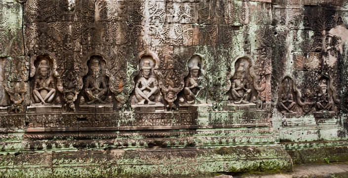 Angkor - Bas-relief  of Preah Khan temple, Siem Reap, Cambodia