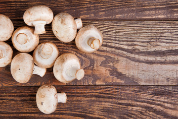 Mushrooms on a wooden table