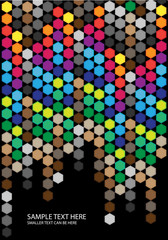 abstract vector background with color hexagons on black