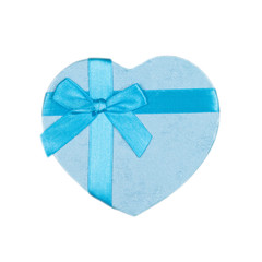 blue heart gift box with a bow