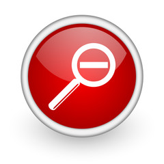 magnification red circle web icon on white background