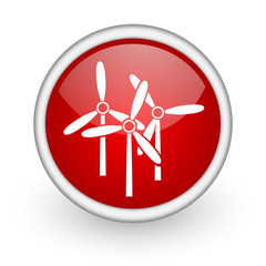 windmill red circle web icon on white background