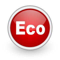 eco red circle web icon on white background