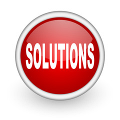 solutions red circle web icon on white background