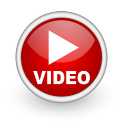 video red circle web icon on white background