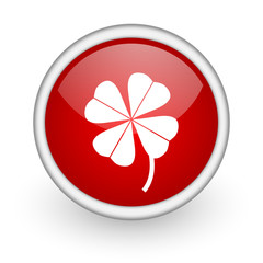 four-leaf clover red circle web icon on white background