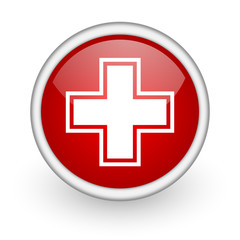 pharmacy red circle web icon on white background