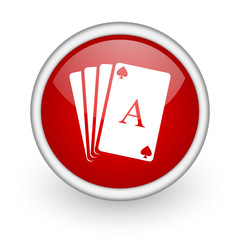 playing cards red circle web icon on white background