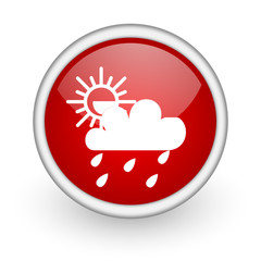 weather forecast red circle web icon on white background