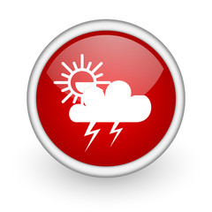 weather forecast red circle web icon on white background