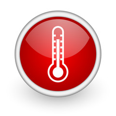thermometer red circle web icon on white background