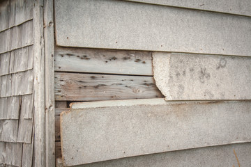 Peeling wood siding