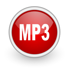 mp3 red circle web icon on white background