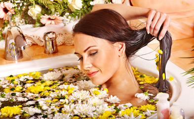 Woman at luxury spa.