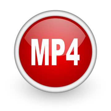 mp4 red circle web icon on white background