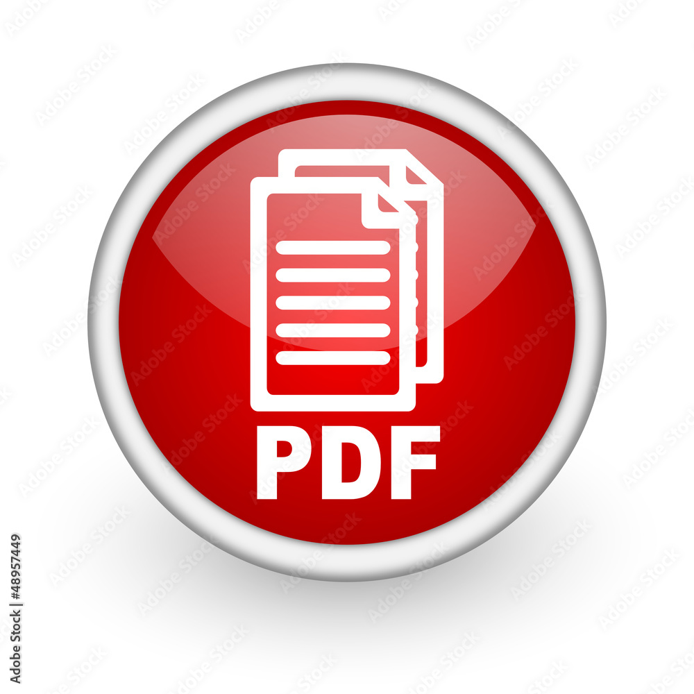 Poster pdf red circle web icon on white background