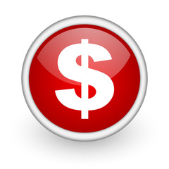 us dollar red circle web icon on white background