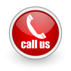 call us red circle web icon on white background