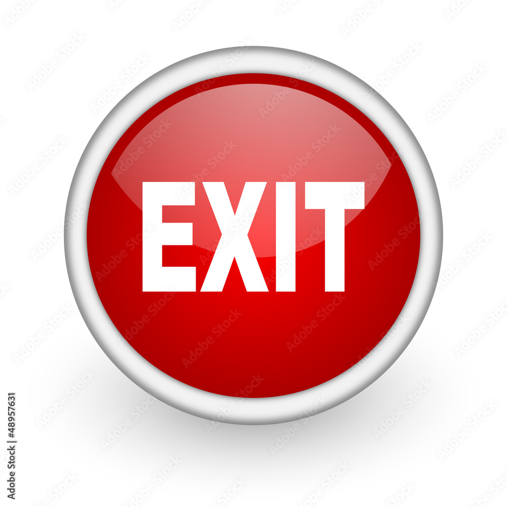 Poster exit red circle web icon on white background