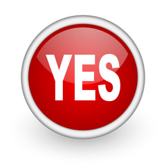 yes red circle web icon on white background