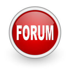 forum red circle web icon on white background