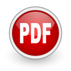 pdf red circle web icon on white background