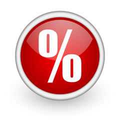 percent red circle web icon on white background