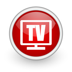 tv red circle web icon on white background