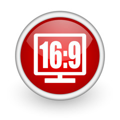 16 9 display red circle web icon on white background