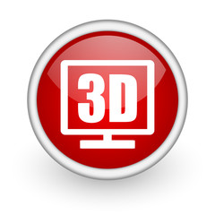 3d display red circle web icon on white background
