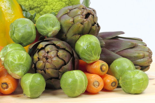 Cavoletti di Bruxelles con carciofi