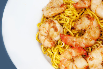 Noodles and shrimps