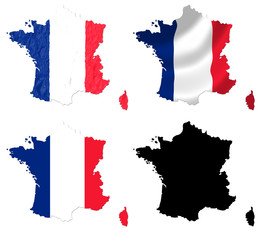 France flag over map collage