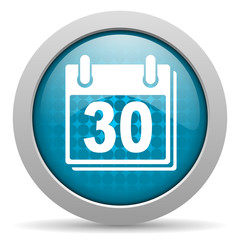 calendar blue glossy icon on white background
