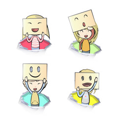 Fototapeta premium Kids in holes. Vector design.