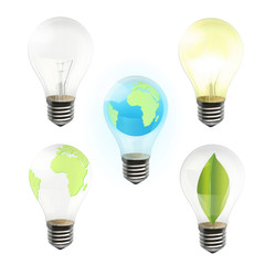 Collection of realistic bulb isolated on white. Vector design. 