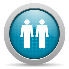 couple blue glossy icon on white background