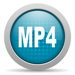 mp4 blue glossy icon on white background