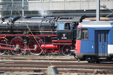 Old and modern locomotives