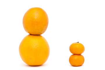 Two Orange and Two Tangerine Stack Up isolated on white