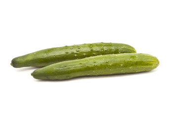 Japanese Cucumber, two shot, isolated on white